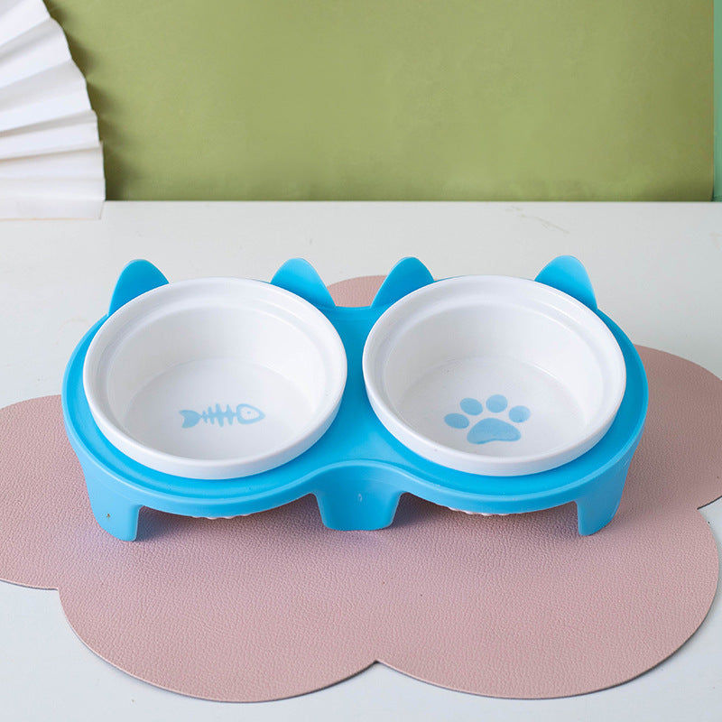 Cat Bowl Ceramic Double Bowl