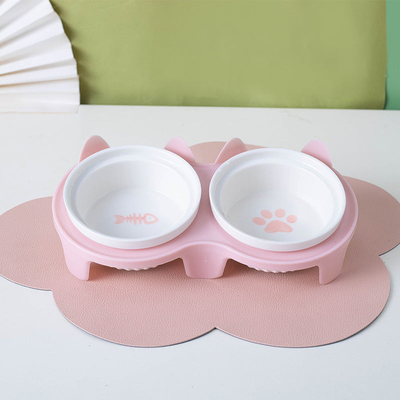 Cat Bowl Ceramic Double Bowl