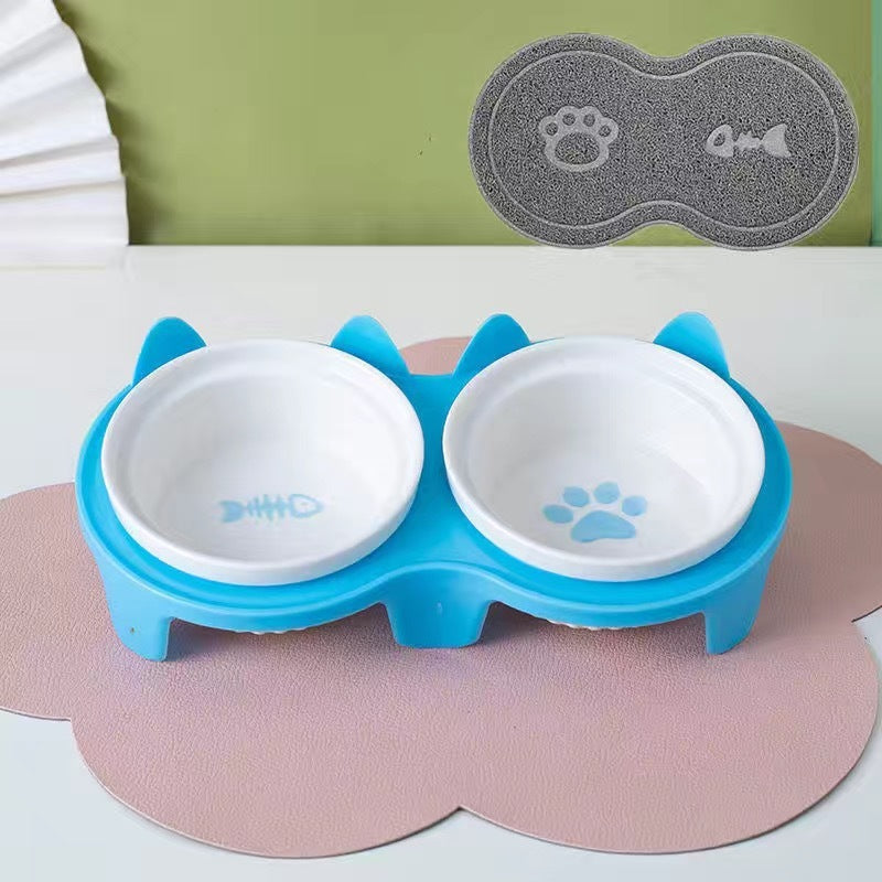 Cat Bowl Ceramic Double Bowl