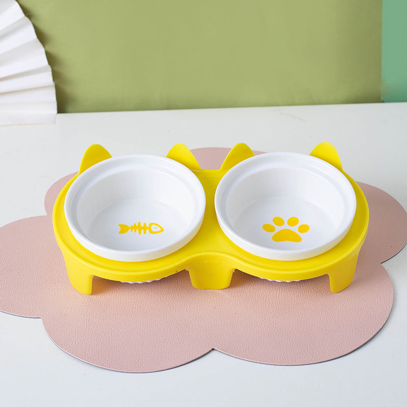 Cat Bowl Ceramic Double Bowl