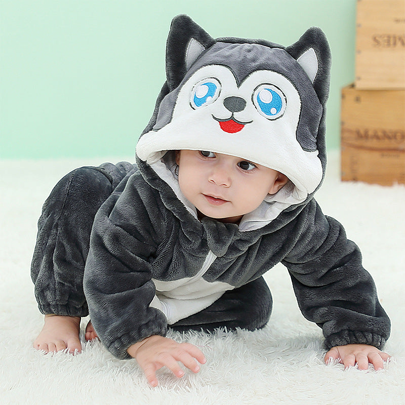Baby Flannel Animal Pajamas Outwear Jumpsuit