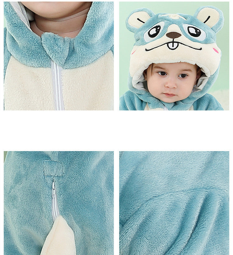 Baby Flannel Animal Pajamas Outwear Jumpsuit